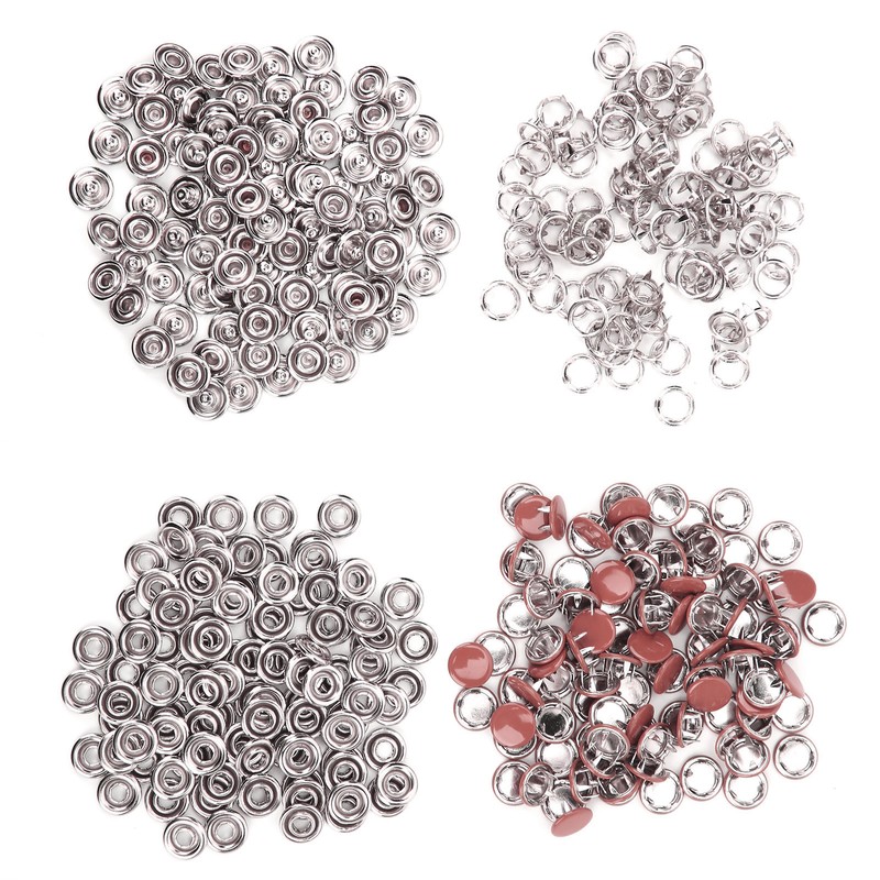 100 Set Snap Button Colorful Brass Prong Press Stud Sewing