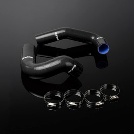 G-PLUS Silicone Radiator Coolant Hose Kit Clamps Fit Compatible With Chevy Small Block 150/210 V8 1955-1957 1956 Black 2PCS