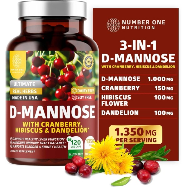 Number One Nutrition Premium D Mannose with Cranberry and Hibiscus