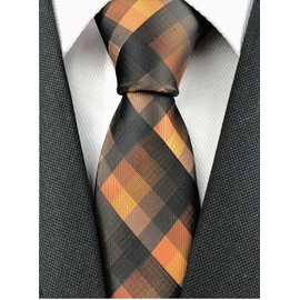 Black Brown Orange Holiday Neckties Check Silk Tie Suit Fitness Dating For Men Youth Boy