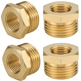 4PCS Garden Hose Fittings 3/8" NPT Female x 3/4" GHT Male Brass Bushing Reducer Water Hose Connector, Heavy Duty Brass Pipe to Garden Hose Adapter for Outdoor Faucet, Irrigation, RV