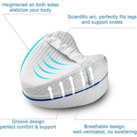 WSTELHH Ergonomic Knee Pillow for Sleeping On Side,Knee Pillow for Sleeping on Side, Ergonomic Tapered Design Supports Hips, Legs and Spine to Help Back Ache, Sciatica and Restless Legs.（white）