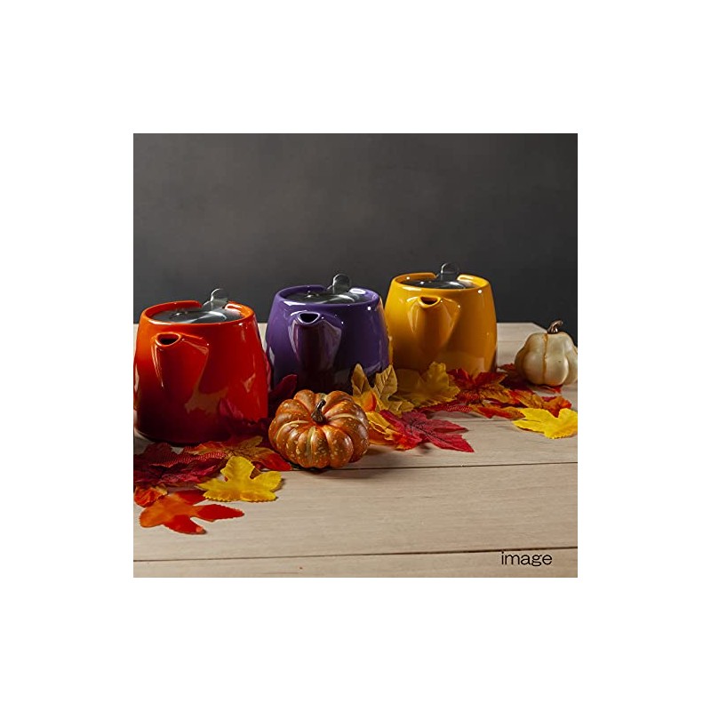 FORLIFE Stump Teapot with SLS Lid and Infuser, 18-Ounce, Mandarin
