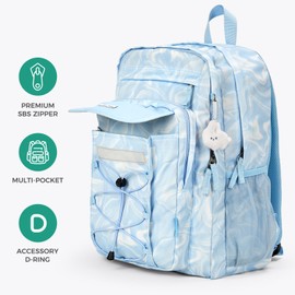 Choco Mocha School Backpack for Teen Girls Boys Travel Backpack for Girls Middle School lightweight Large Bookbag 17 Inches,Baby Blue