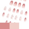 Press on Nails Medium,Gradient Pink Coffin Fake Nails with Flower