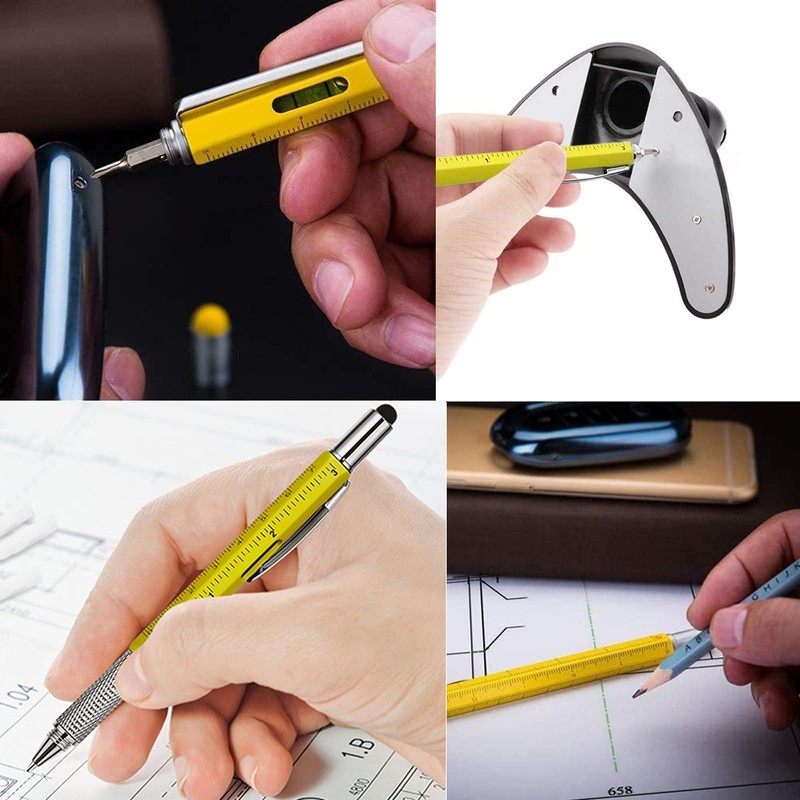 GOOMAND Multifunction Ballpoint Pen Screwdriver Leveler Vernier Calipers Scale with