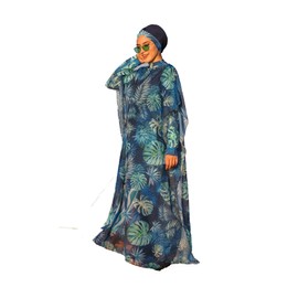 alfasa Cover-Ups/Pareo Blue Floral Design Easy Dry Beach Swimwear - by Huma & Hazel
