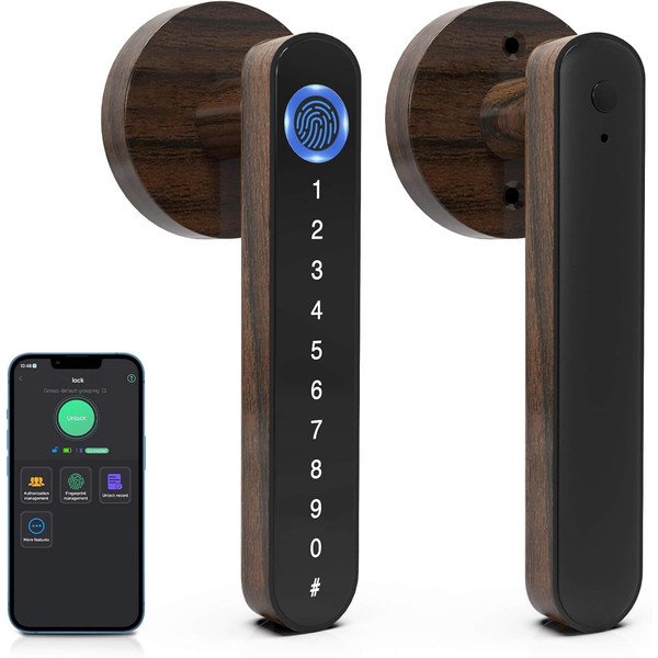 Eseesmart Smart Door Lock - Fingerabdruck-Türschloss mit Griff, 5-in-1 Smart