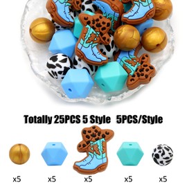 David accessories Silicone Beads 15mm Silicone Beads Bulk Round Hexagon 14mm Silicone Beads for Keychain Pens Lanyards Bracelet Necklace Jewelry Making DIY Craft 25Pcs (E)