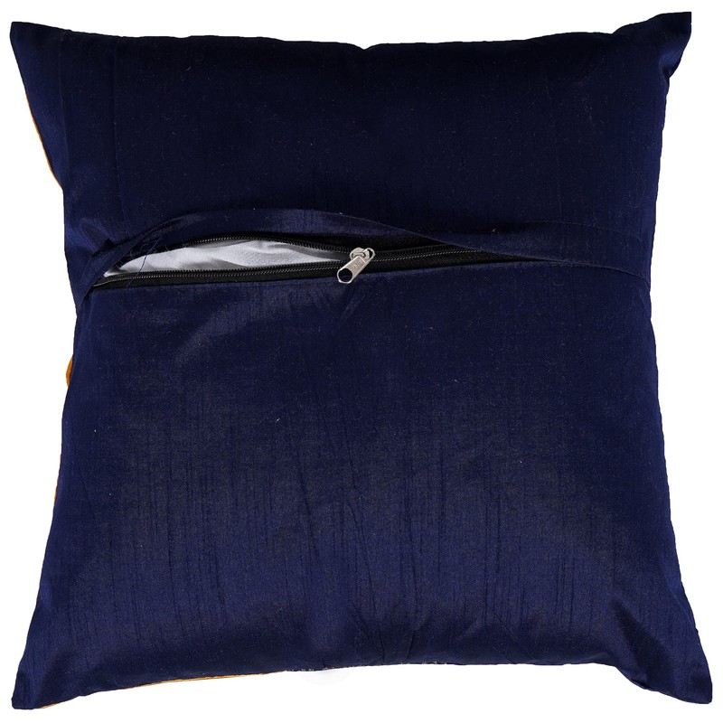 GULAAL ART Blue & Yellow 18x18 Satin Silk Throw Pillow
