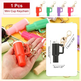PATIKIL Mini Tumbler Keychain, 1Pcs Mini Cup Keychain Lip Balm Holder Cute Charm Key Chain for Backpack Charm Women Purse Handbags, Black Butterfly