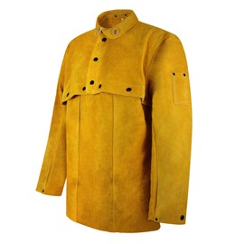 shenwld Leather Welding Cape Sleeve, Heat & Flame Resistant Cowhide Weld Jacket - for Welding, Construction, and Heavy Work (M)