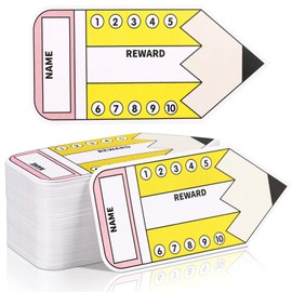 Eersida 300 Pack Punch Cards Pencil Shaped Reward Punch Cards for Classroom Behavior Incentive Loyalty Reward Supply Funny Teachers School Award Supplies for Small Business, 3.5'' x 1.6''
