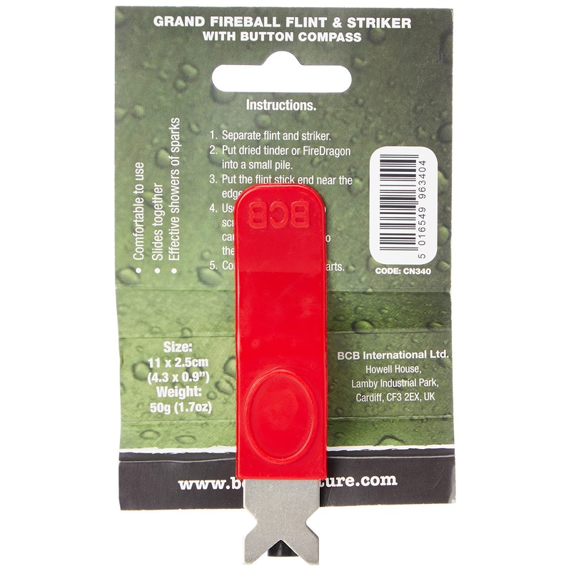 Bushcraft BCB Fireball Flint and Striker (Grand) - Red