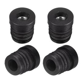 uxcell 4Pcs Plastic Threaded Tube Inserts with M6 Thread, for 19mm/0.75" OD Round Tube, Adjustable Round Black Plastic Plug Caster Insert Chair End Caps Furniture Leg Plug