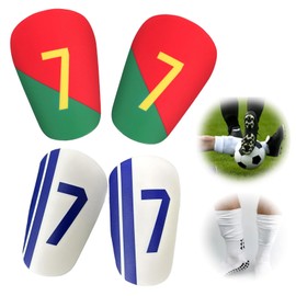 2 Pair Mini Shin Pads,Flair Shin Pads, For Man Youth Adults Women Kids Boys Girls (Special No.7 Uniform Number)