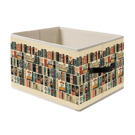 FITIE Vintage Book Lovers Storage Bin Box with Handles, Retro Bookish Foldable Organizer Basket Toybox for Reading Corner Room Library Bedroom Bathroom Home Clothes Toys Books