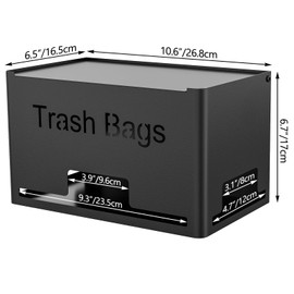 STWWO Extra Large Trash Bag Holder Dispenser, Metal Garbage Bag Dispenser Roll Holder,Trash Storage Organizer for Kitchen Laundry Room Under Sink, Wall Mounted or Freestanding, Black