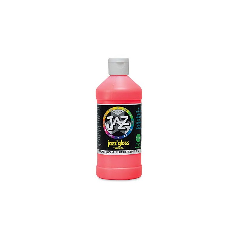 Jazz Gloss Tempera - Gloss, Fluorescent Red, 16 oz bottle