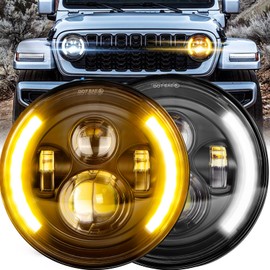 7inch led headlights round,Super Bright H6024 halo Headlights used for Jeep wrangler jk tj headlights,DC9-36V led angel eye headlights with H4 H13 Adapter for Chevy miata jeep headlights(Half halo)
