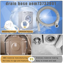 Upgraded AEM73732901 Washer Drain Hose compatible with LG Kenmore elite Washer replace AEM73732901 5215EA1001A AEM73653001 AEM73732903 AEM74053001 MEJ62685201 2-Year Qa