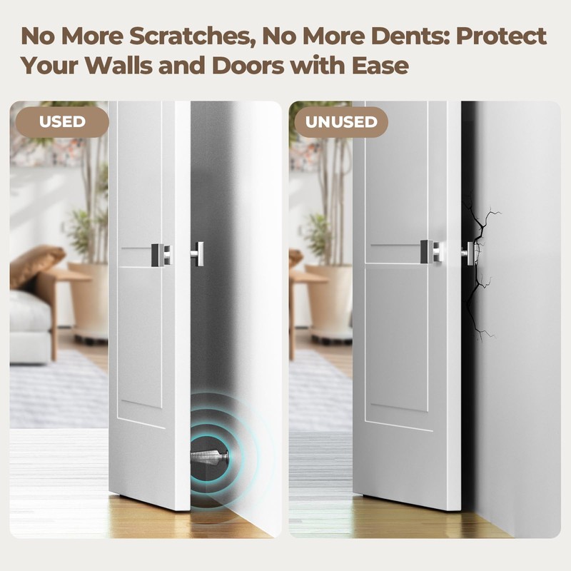 Mousike 4.5" Silver Door Stops for Bottom of Door (4