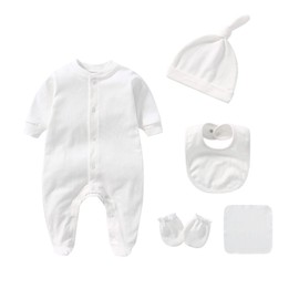 IADOER Baby Unisex Baby Cotton Layette Set Gift for Baby Boys Girls Accessories Set Newborn Essentials (white，6M)