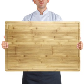 Extra Large Cutting Board for Kitchen, 30 x 20 Inch Bamboo Wood Cutting Board With Juice Groove and Handles, Chopping Board Over Sink Board for Meat, Vegetables, Turkey Carving, Bbq