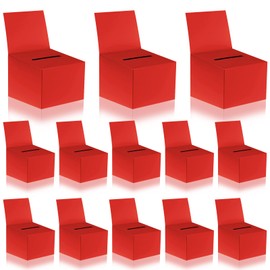 zzhxkjhky 12 Pcs Modern Raffle Boxes, Cardboard Ballot Boxes with Slot for Ticket, 6.5 x 4.5 x 4.5 Inch, Red, 12 PCS