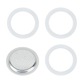 Silicone Sealing Ring Aluminum Replacement Filter 6 Cup For Stove Top Espresso Maker Replacement Filler Parts Set includes 1 filter and 3 upgraded Silicone rings