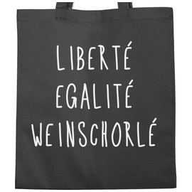 Shirtracer - Statement with saying - Liberte Egalite Weinschorle white - fabric bag made of cotton jute bag long handle, 3 Dark Grey, Einheitsgröße