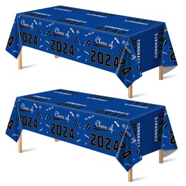 OHOME Graduation Decorations 2024 - Graduation Party Decorations 2024 - Disposable Plastic Black Tablecloth for Class of 2024 Decorations Party Favors Supplies Banner,54" X 108",2 Pack