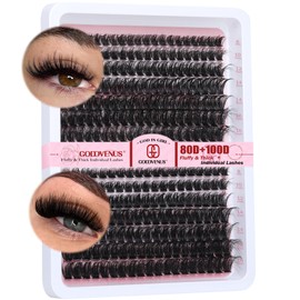 280pcs Fluffy Individual Eyelashes 80D+100D Thick Cluster Lashes Wispy Lashes Individual Cluster 8-16mm Eyelash Clusters Dramatic Eyelashes Individual Russian D Curl Lash Extensions by Goddvenus