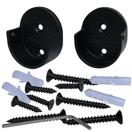 Desunia Closet Rod Support Flanges with Screw On Attachment | Heavy Duty Clothes Pole End Sockets for Wardrobes | Black | 4 Pack