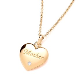 Old English Jewellers 9ct Yellow Gold on Silver Real Diamond Mum MOTHER Pendant Necklace 16-18" Adjustable