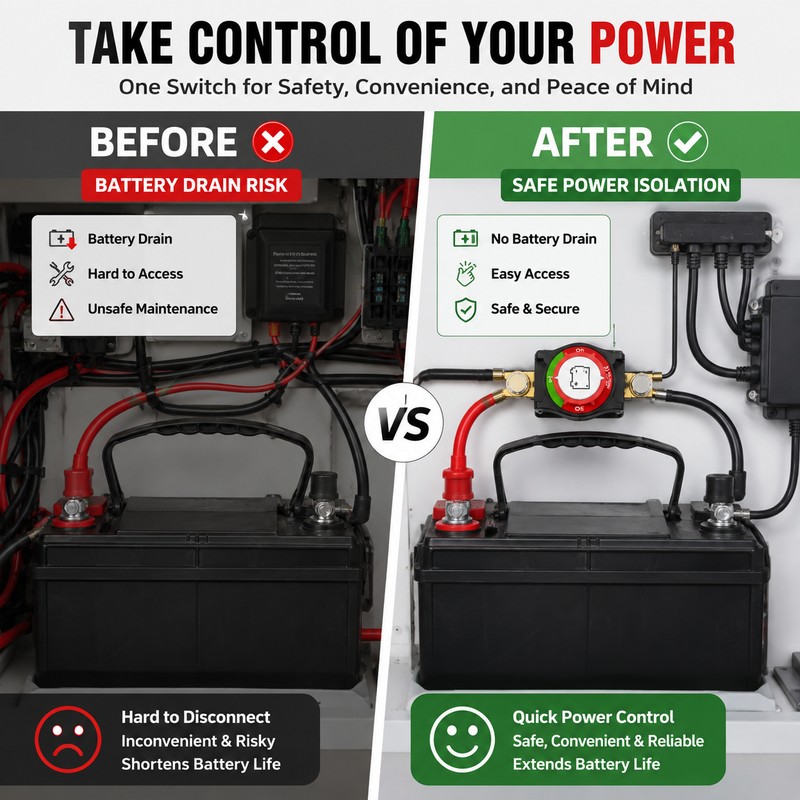 Top Post Battery Disconnect Switch for 12–48V Systems – 250A