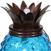 Sunnydaze Tropical Pineapple 3-in-1 Blue Glass Outdoor Torches - 23-