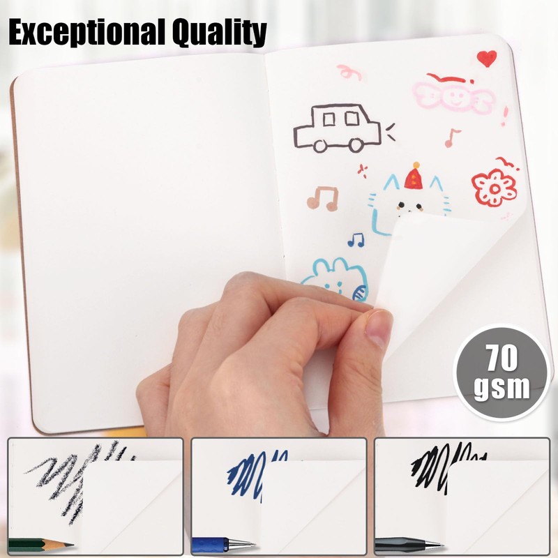 Koogel 24PCS Mini Notebooks,Blank Pocket Notepads 8.9x12.7cm Brown Notebooks Small