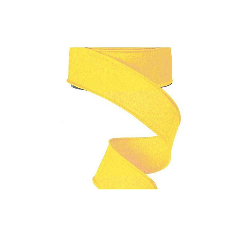 Solid Canvas Wired Edge Ribbon, 10 Yards (Yellow, 3.8cm )
