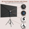 Projector Screen with Stand, 80 Inch Portable Projector Screen Outdoor