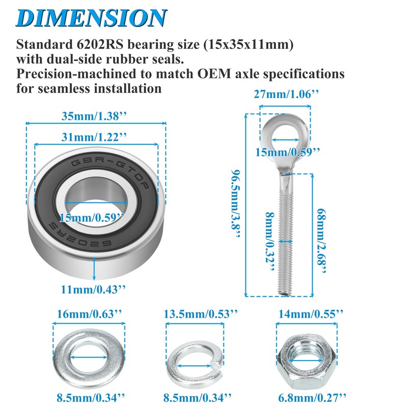 JOYYANGFANG Go Kart Front/Rear Wheel Bearing Kit for 196-212cc Mini