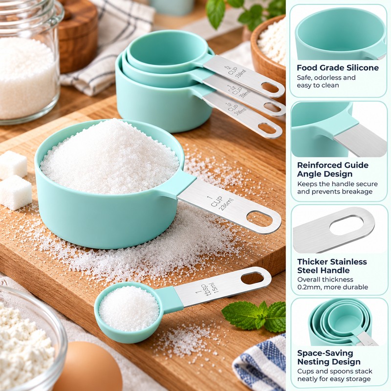 8-Piece Measuring Cups & Spoons Set for Cooking – Stackable