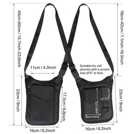 wiipara Hidden Underarm Shoulder Bag, Anti-Theft Shoulder Bag, Wallet, Multipurpose Shoulder Bag, Tactical Armpit Holster Bag for Travel (Different Pockets), black