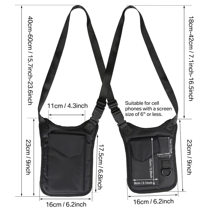 wiipara Hidden Underarm Shoulder Bag, Anti-Theft Shoulder Bag, Wallet, Multipurpose