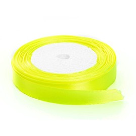 Solid Color Satin Fabric Ribbon (Fluorescent Yellow, 3/8" x 25 Yards)