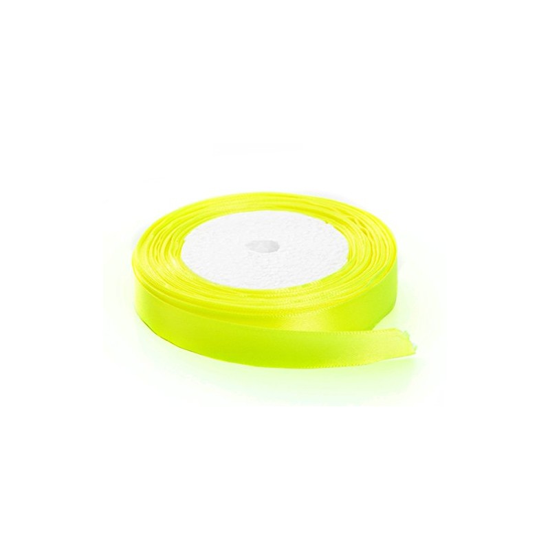 Solid Color Satin Fabric Ribbon (Fluorescent Yellow, 3/8" x 25
