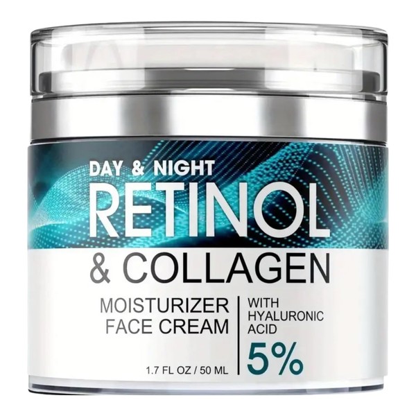 Retinol and Collagen Moisturizer Face Cream with Hyaluronic Acid 5%,