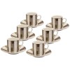Grace's Teaware Luxury Metallic Pewter Stripe 12 Piece Espresso Set