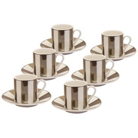 Grace's Teaware Luxury Metallic Pewter Stripe 12 Piece Espresso Set