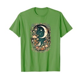 Aesthetic Goblincore and dark Cottagecore Mushroom Moon Bird T-Shirt
